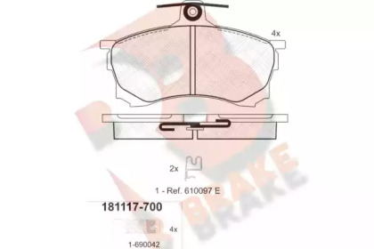 Комплект тормозных колодок RB1117-700 R BRAKE