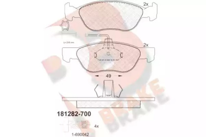 Комплект тормозных колодок RB1282-700 R BRAKE