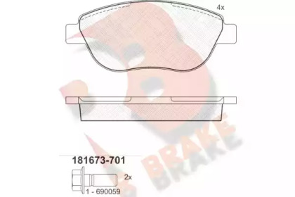 Комплект тормозных колодок RB1673-701 R BRAKE