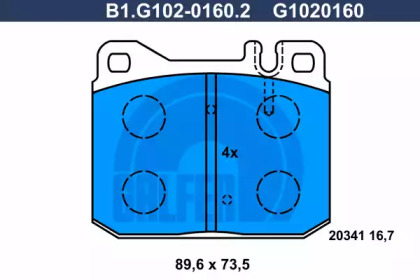 Комплект тормозных колодок B1.G102-0160.2 GALFER