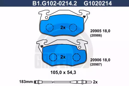 Комплект тормозных колодок B1.G102-0214.2 GALFER