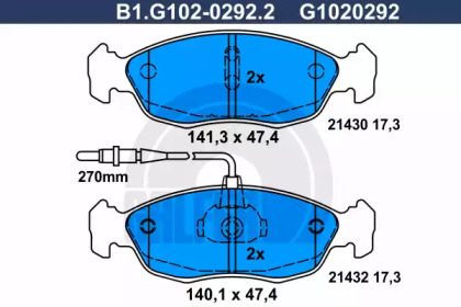 Комплект тормозных колодок B1.G102-0292.2 GALFER