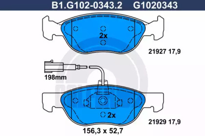 Комплект тормозных колодок B1.G102-0343.2 GALFER