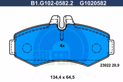 Комплект тормозных колодок B1.G102-0582.2 GALFER