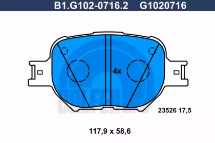 Комплект тормозных колодок B1.G102-0716.2 GALFER