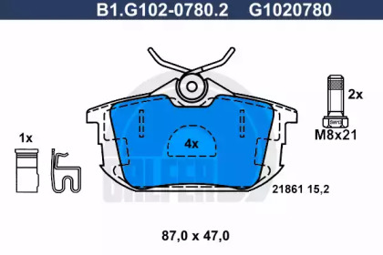 Комплект тормозных колодок B1.G102-0780.2 GALFER