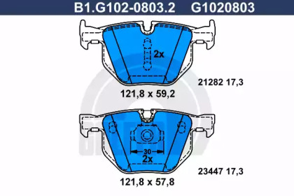 Комплект тормозных колодок B1.G102-0803.2 GALFER