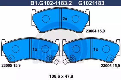 Комплект тормозных колодок B1.G102-1183.2 GALFER