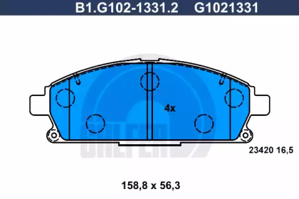 Комплект тормозных колодок B1.G102-1331.2 GALFER