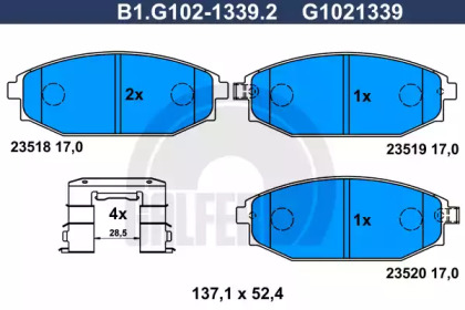 Комплект тормозных колодок B1.G102-1339.2 GALFER