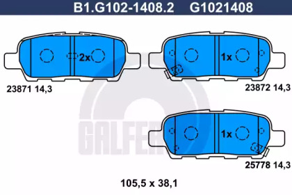 Комплект тормозных колодок B1.G102-1408.2 GALFER