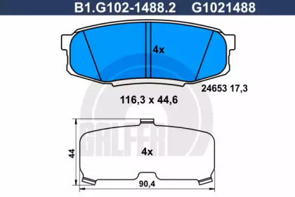 Комплект тормозных колодок B1.G102-1488.2 GALFER