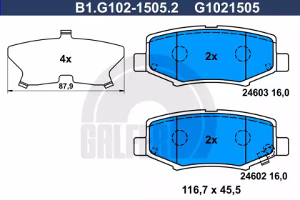 Комплект тормозных колодок B1.G102-1505.2 GALFER