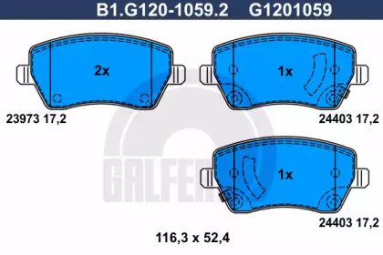 Комплект тормозных колодок B1.G120-1059.2 GALFER