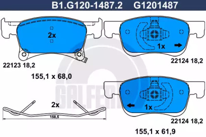 Комплект тормозных колодок B1.G120-1487.2 GALFER