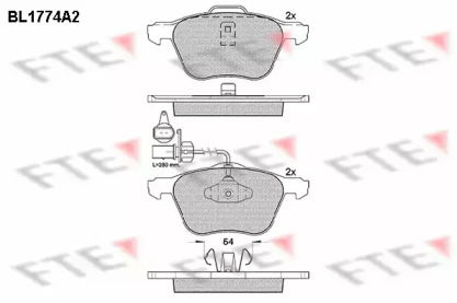 Комплект тормозных колодок BL1774A2 FTE