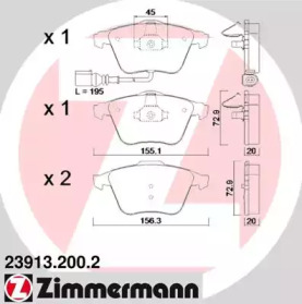 Комплект тормозных колодок 23913.200.2 ZIMMERMANN