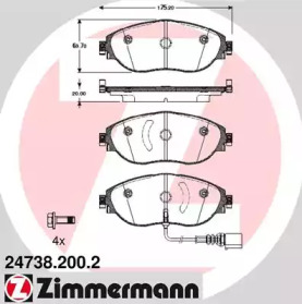 Комплект тормозных колодок 24738.200.2 ZIMMERMANN