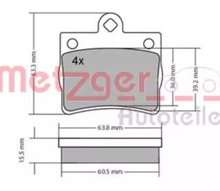 Комплект тормозных колодок 1170239 METZGER