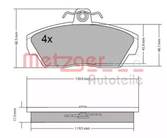 Комплект тормозных колодок 1170646 METZGER