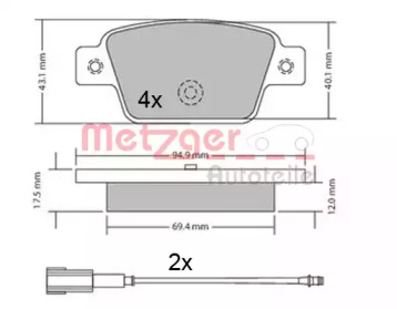 Комплект тормозных колодок 0861.12 METZGER